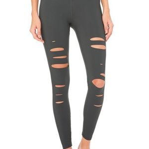 ALO Gray High Waist Ripped Leggings